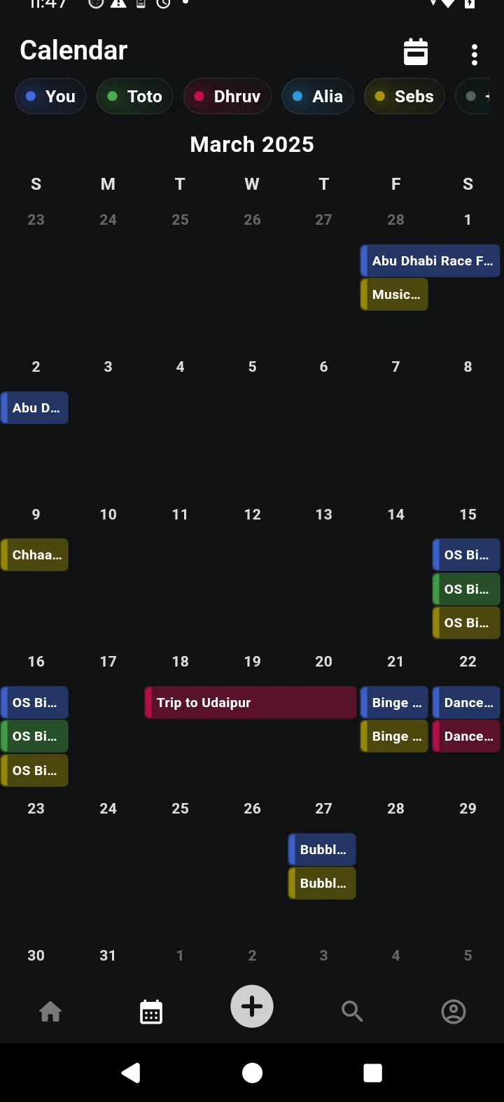 Getaway shared social calendar for roommates